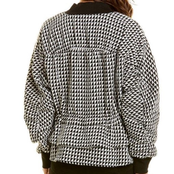 GRACIA gorgeous black and white woven jacket with an elastic waist. Sz M - Picture 2 of 10